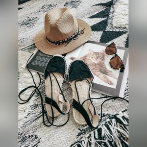 Gap faux suede jute espadrill tie up sandals